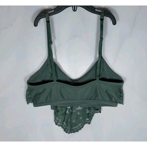 Victoria's Secret Body By Victoria Bralette L Green Floral Lace Adjustable Strap - Picture 2 of 8